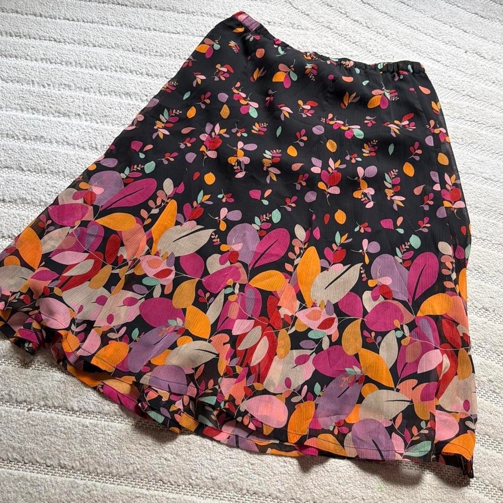 Jacklyn Smith Black floral midi skirt size small multicolored boho hippie summer - Picture 6 of 7